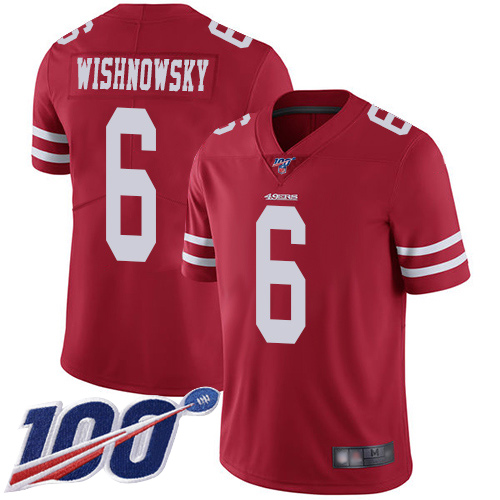 San Francisco 49ers Limited Red Men Mitch Wishnowsky Home NFL Jersey #6 100th Season Vapor Untouchable->youth nfl jersey->Youth Jersey